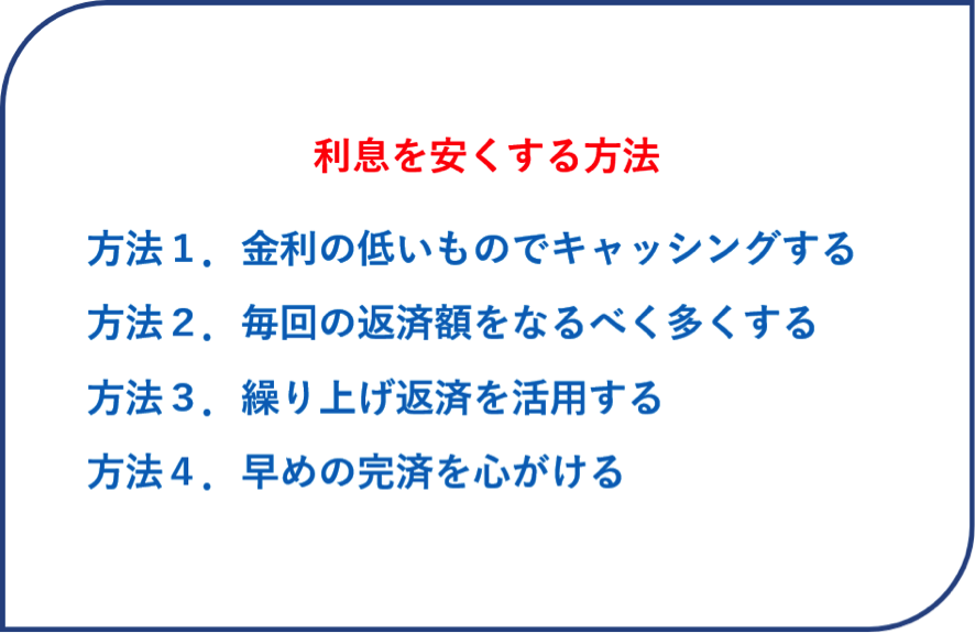 利息を安くする方法は４つ