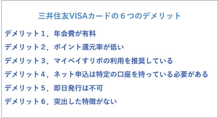 三井住友カードの６つのデメリット