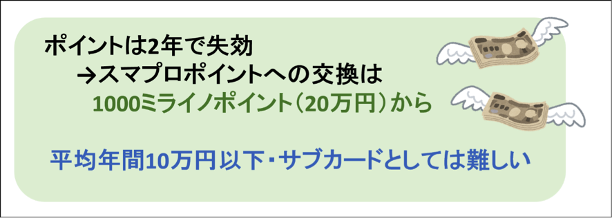 メインカードでなければポイントが貯まりにくい